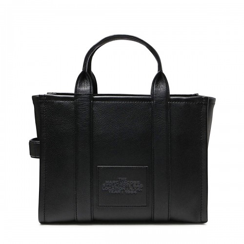 BLACK LEATHER THE TRAVLER TOTE BAG