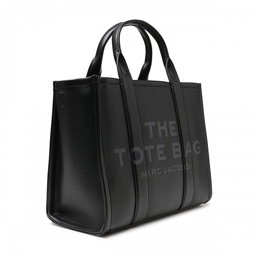 BLACK LEATHER THE TRAVLER TOTE BAG