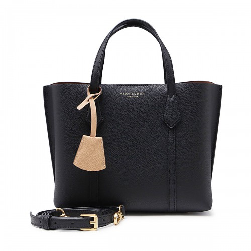 BLACK LETHER PERRY TOTE BAG