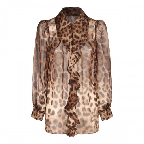 BROWN AND BLACK SILK SHIRT