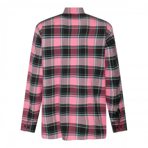 PINK AND MULTICOLOUR WOOL AND COTTON BLEND CHECK SHIRT