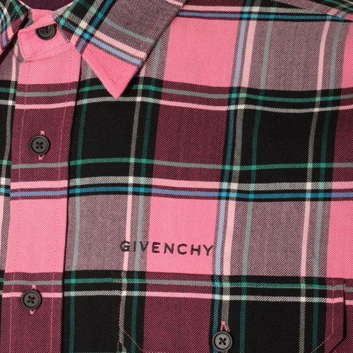 PINK AND MULTICOLOUR WOOL AND COTTON BLEND CHECK SHIRT