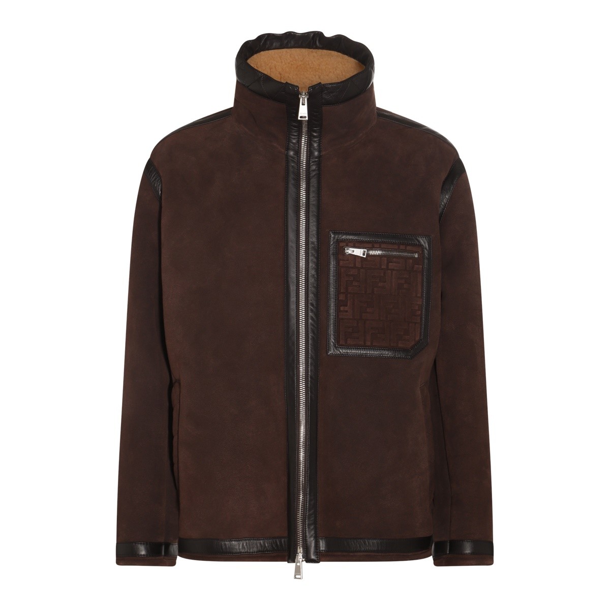 BROWN LEATHER SHEARLING JACKET