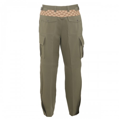 GREEN COTTON CARGO PANTS