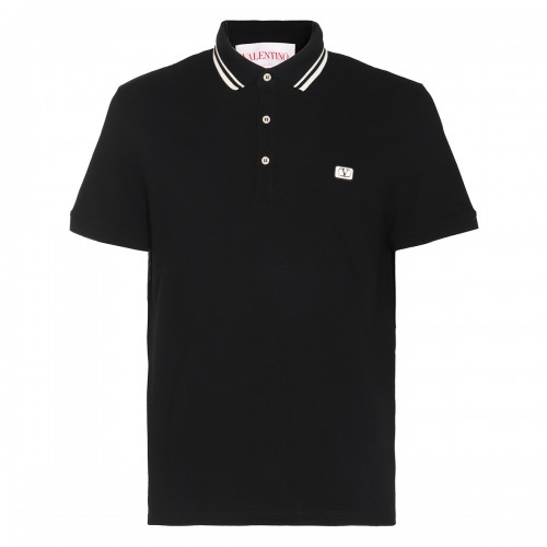 BLACK COTTON POLO SHIRT