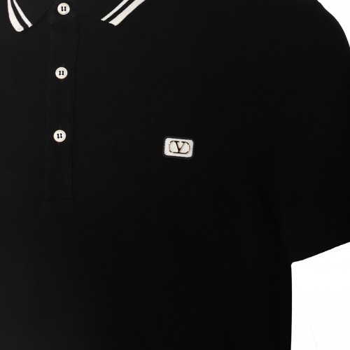 BLACK COTTON POLO SHIRT