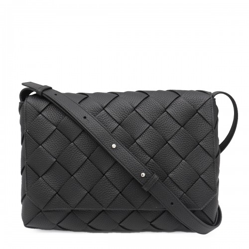 BLACK LEATHER CROSSBODY BAG