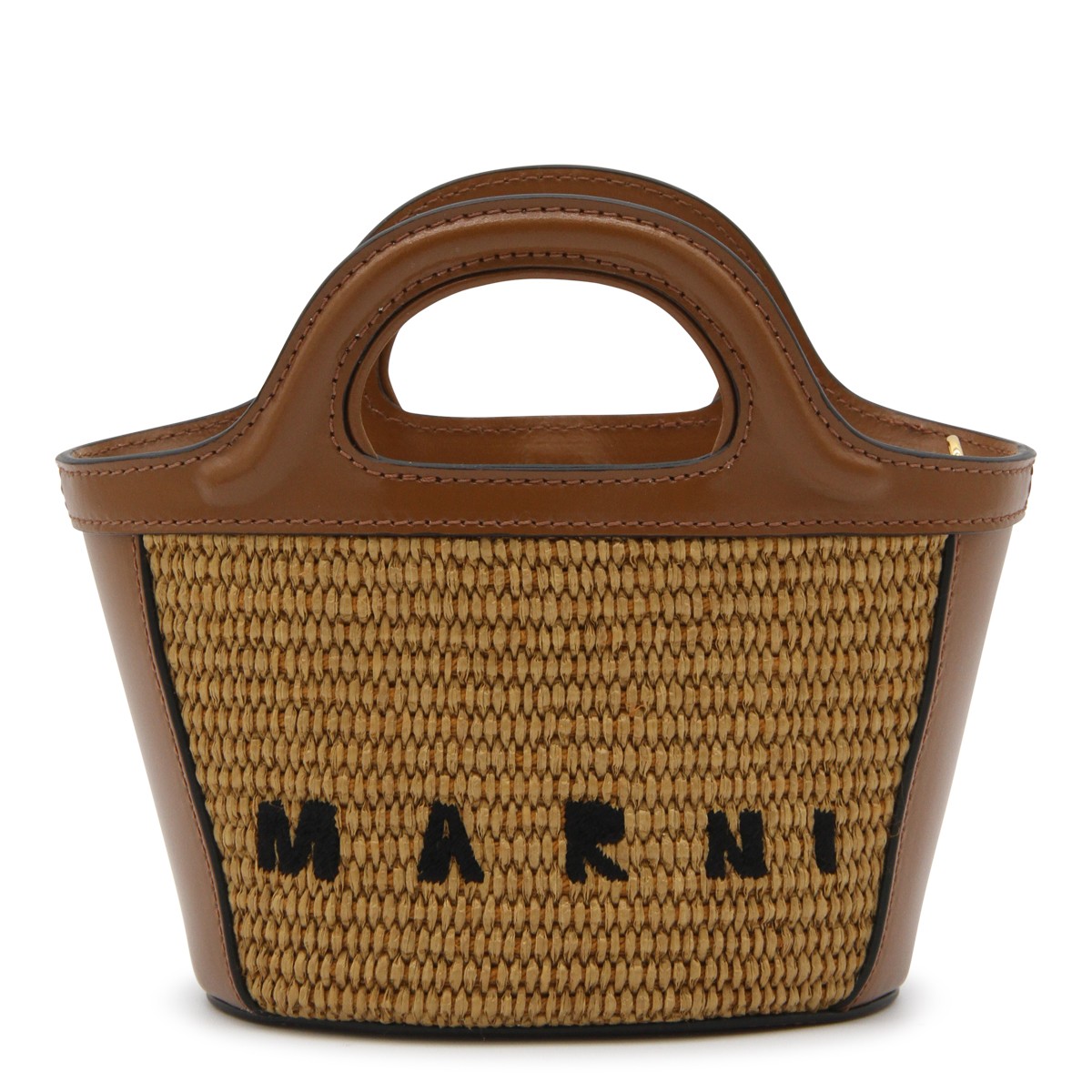 BROWN CANVAS AND LEATHER TROPICALIA MINI TOP HANDLE BAG