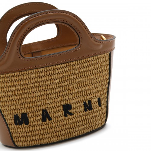 BROWN CANVAS AND LEATHER TROPICALIA MINI TOP HANDLE BAG