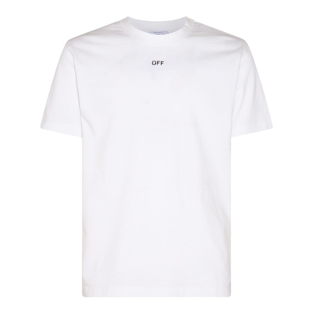 WHITE AND BLACK COTTON LOGO T-SHIRT