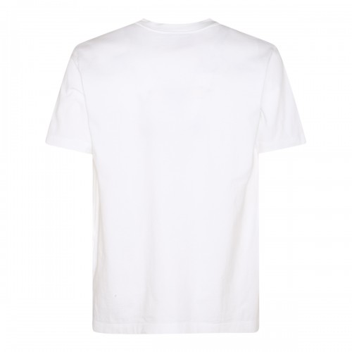 WHITE AND BLACK COTTON LOGO T-SHIRT