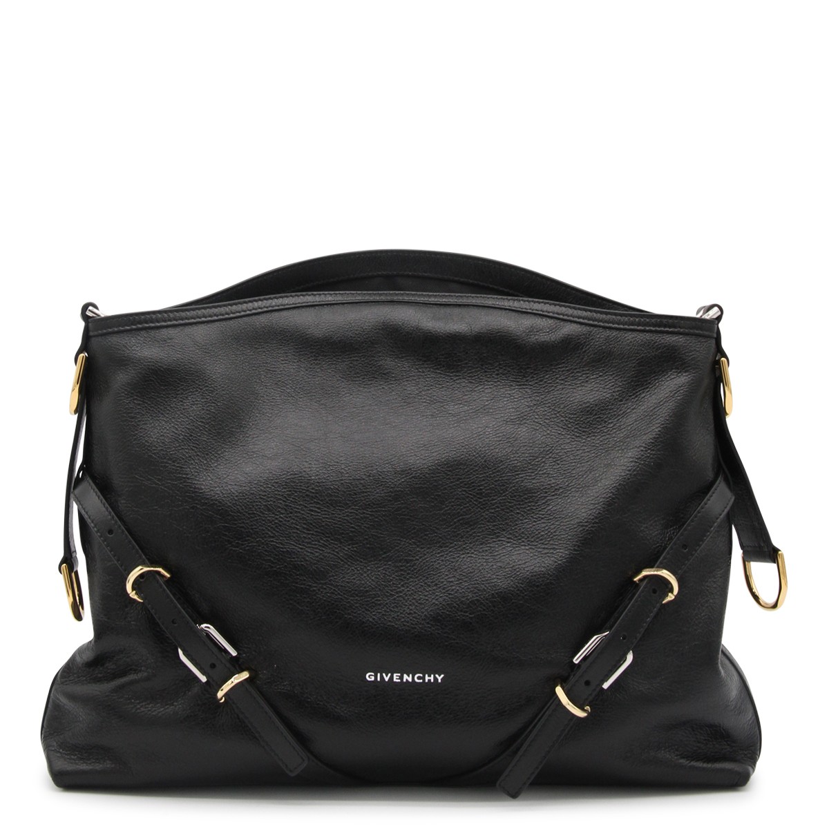 BLACK LEATHER SHOULDER BAG