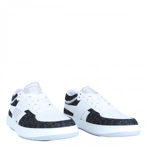 WHITE AND BLACK LEATHER SNEAKERS