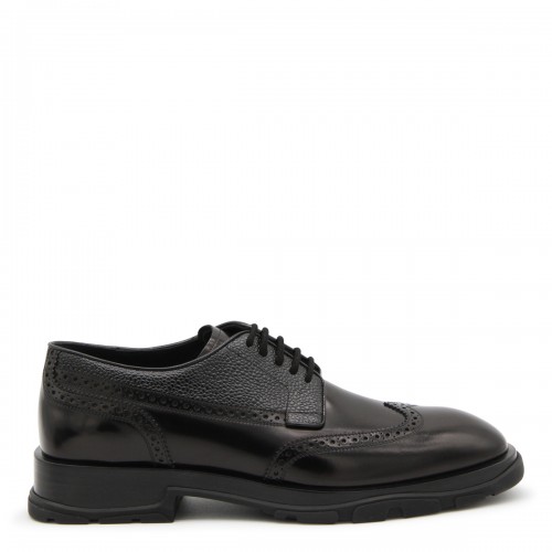 BLACK LEATHER LACE UP SHOES