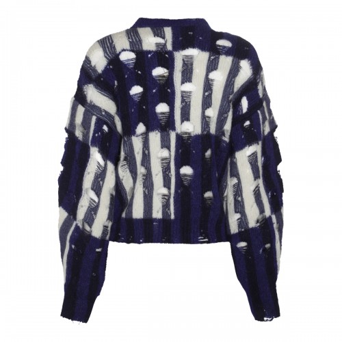 BLUE AND WHITE MOHAIR BLEND SHIBORI JUMPER 