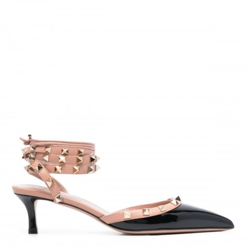 BLACK AND ROSE CANNELLE LEATHER ROCKSTUD PUMPS