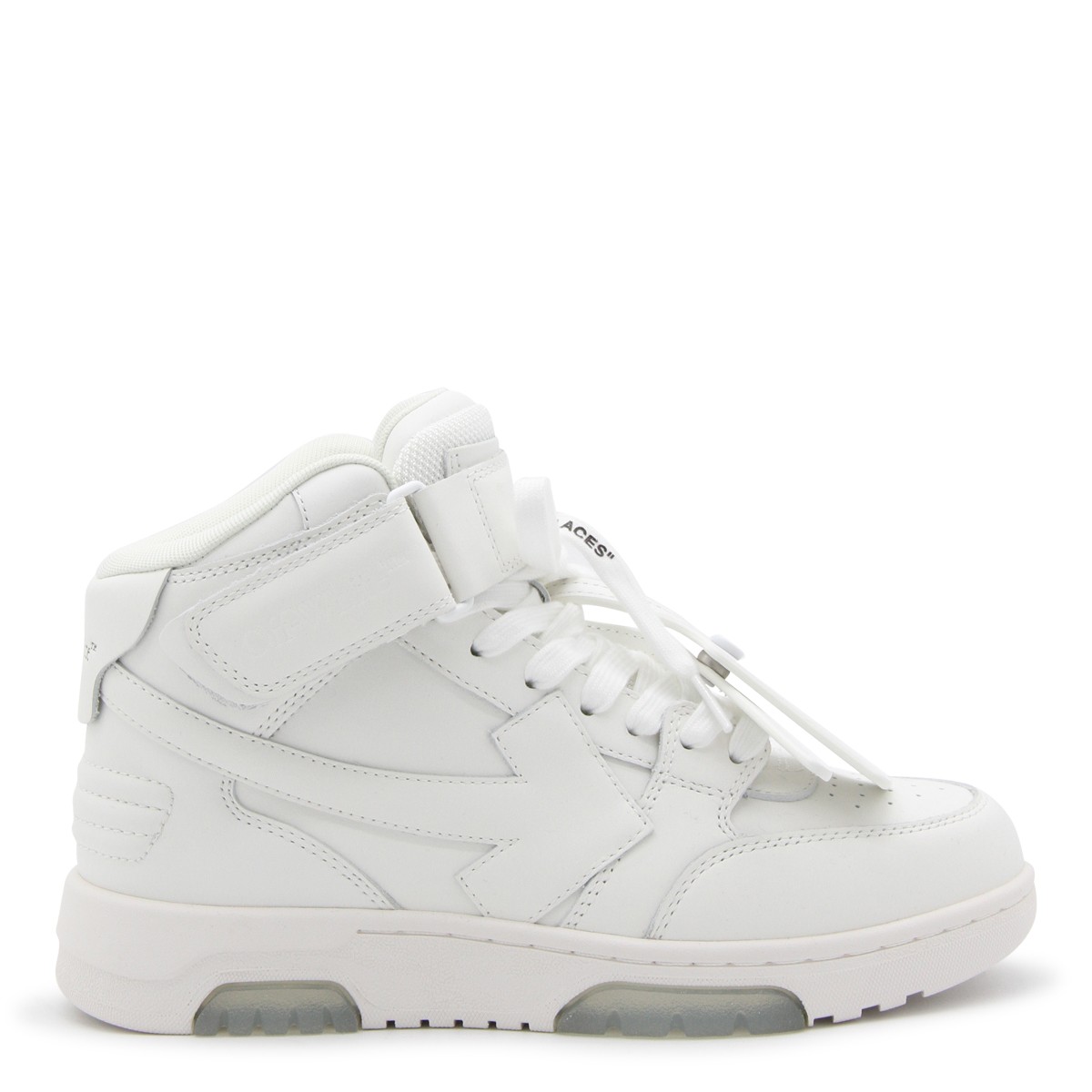 WHITE LEATHER OUT OF OFFICE HIGH TOP SNEAKERS