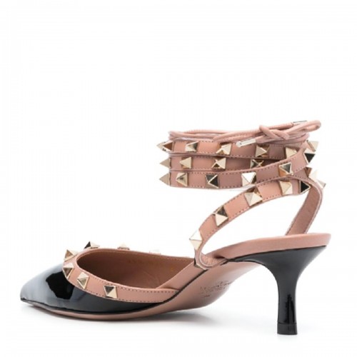 BLACK AND ROSE CANNELLE LEATHER ROCKSTUD PUMPS