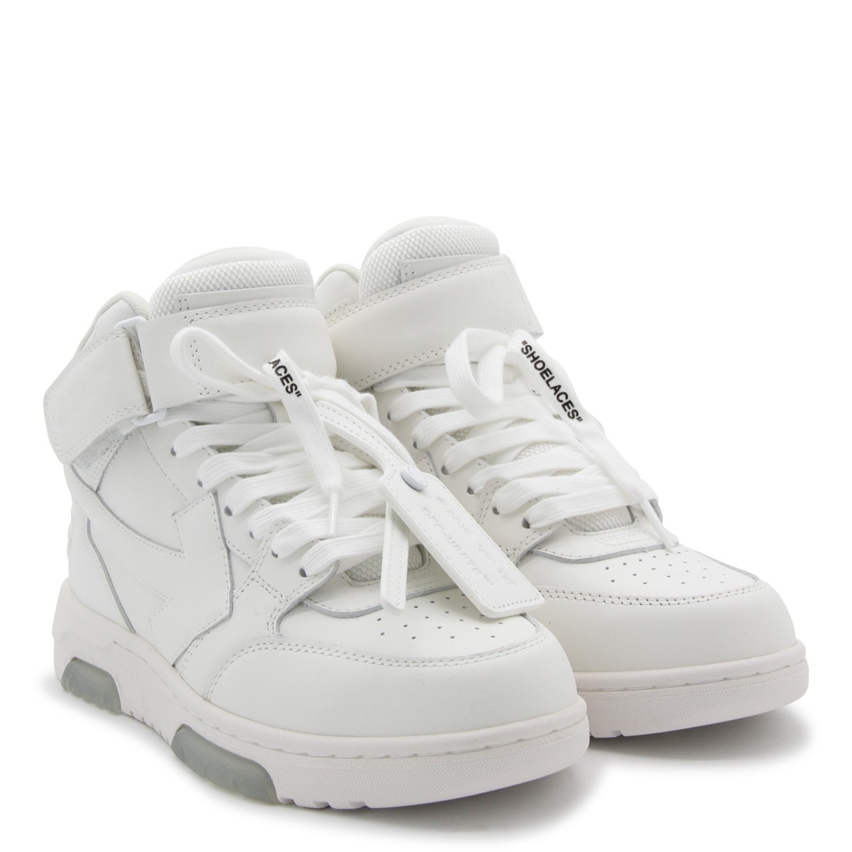 WHITE LEATHER OUT OF OFFICE HIGH TOP...