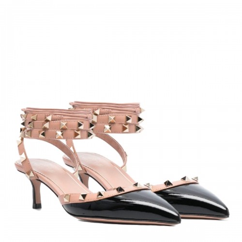 BLACK AND ROSE CANNELLE LEATHER ROCKSTUD PUMPS