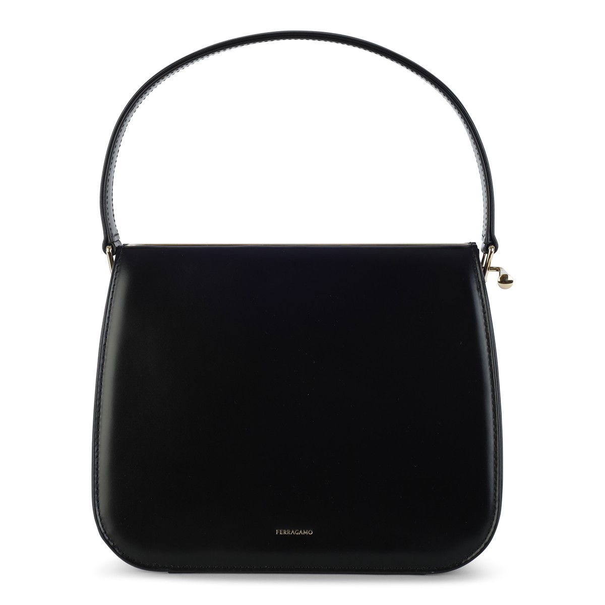 BLACK LEATHER NEW FRAME SHOULDER BAG