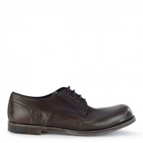 BROWN LEATHER DERBY LACE UP SHOES