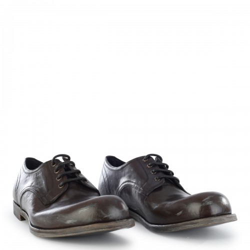 BROWN LEATHER DERBY LACE UP SHOES