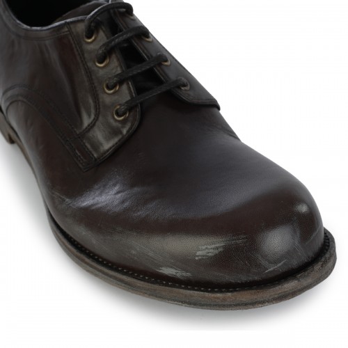 BROWN LEATHER DERBY LACE UP SHOES