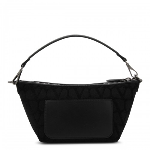 BLACK CANVAS AND LEATHER HANDLE BAG