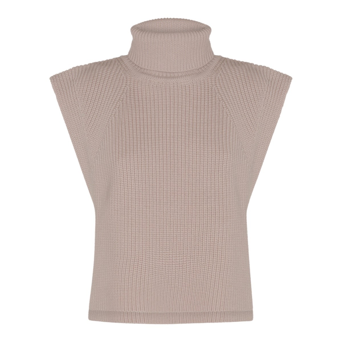 ECRU WOOL KNITTED MEGAN VEST SWEATER 