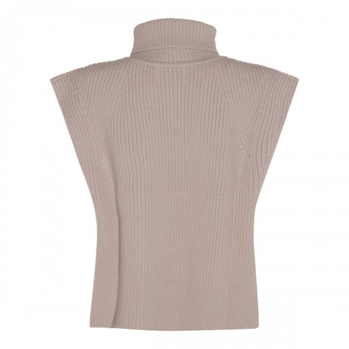 ECRU WOOL KNITTED MEGAN VEST SWEATER 