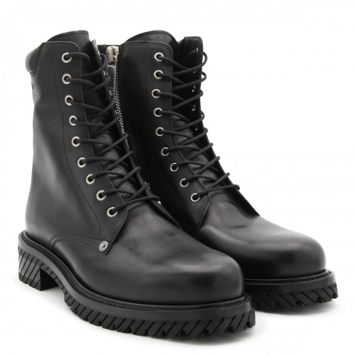 BLACK LEATHER DIAG BOOTS 2