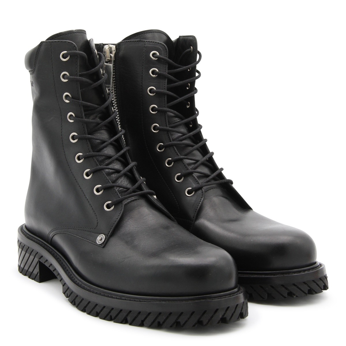 BLACK LEATHER DIAG BOOTS BLACK LEATHER DIAG BOOTS