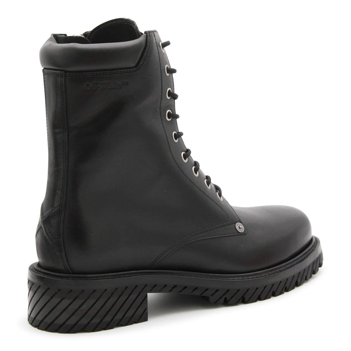 BLACK LEATHER DIAG BOOTS BLACK LEATHER DIAG BOOTS