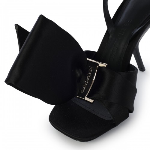 BLACK SATIN HELENA SANDALS