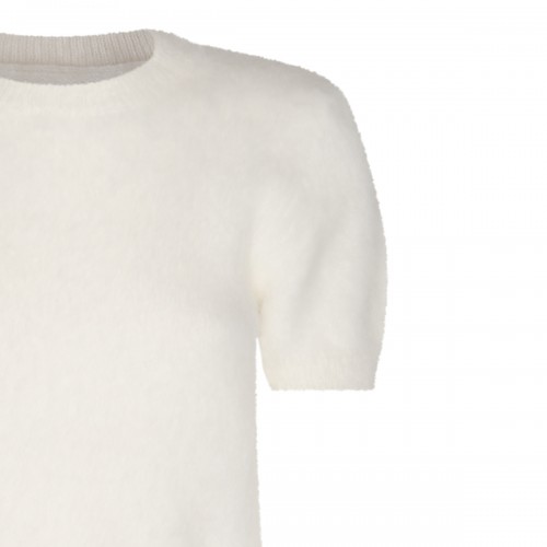 WHITE WOOL BLEND T-SHIRT