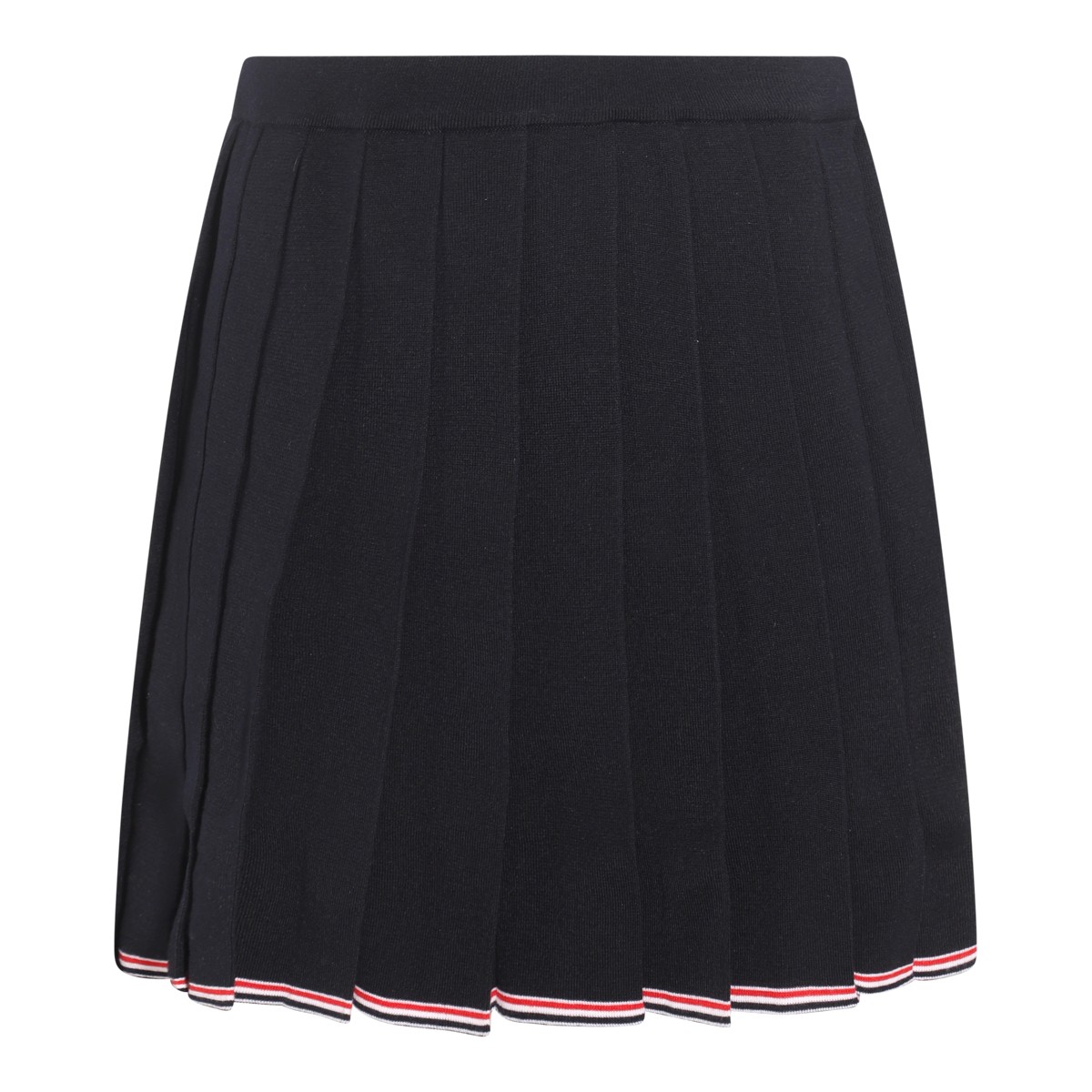 NAVY VIRGIN WOOL PLEATED SKIRT