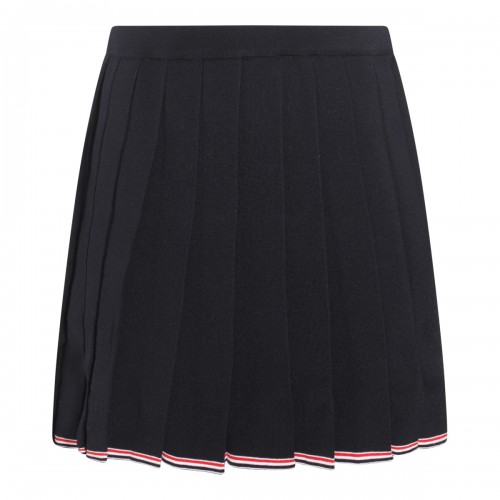 NAVY VIRGIN WOOL PLEATED SKIRT