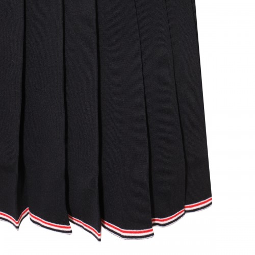 NAVY VIRGIN WOOL PLEATED SKIRT