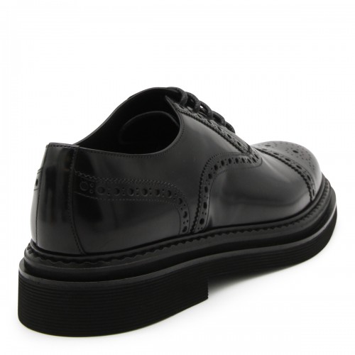 BLACK LEATHER FRANCESINA DERBY SHOES