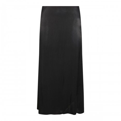 BLACK VISCOSE MIDI SKIRT