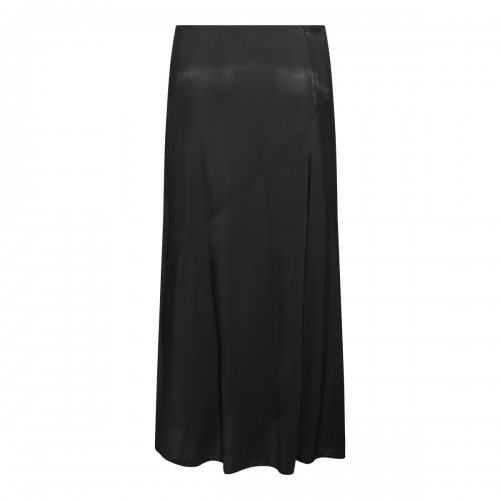 BLACK VISCOSE MIDI SKIRT