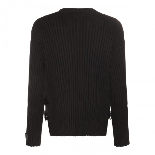 BLACK WOOL STRAPS SWEATER 2