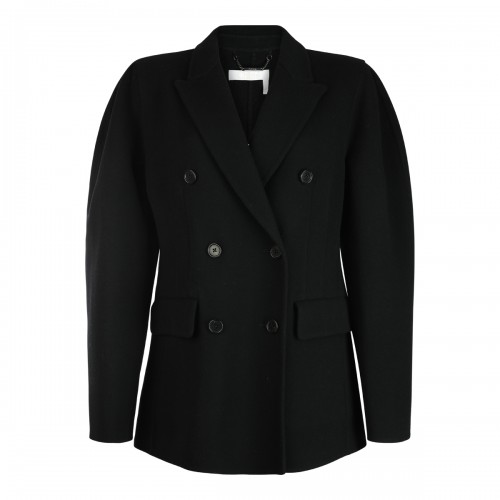 BLACK WOOL AND CASHMERE BLEND COAT