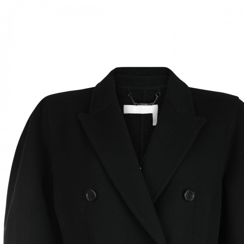 BLACK WOOL AND CASHMERE BLEND COAT