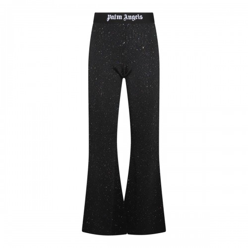 BLACK AND WHITE VISCOSE BLEND TROUSERS