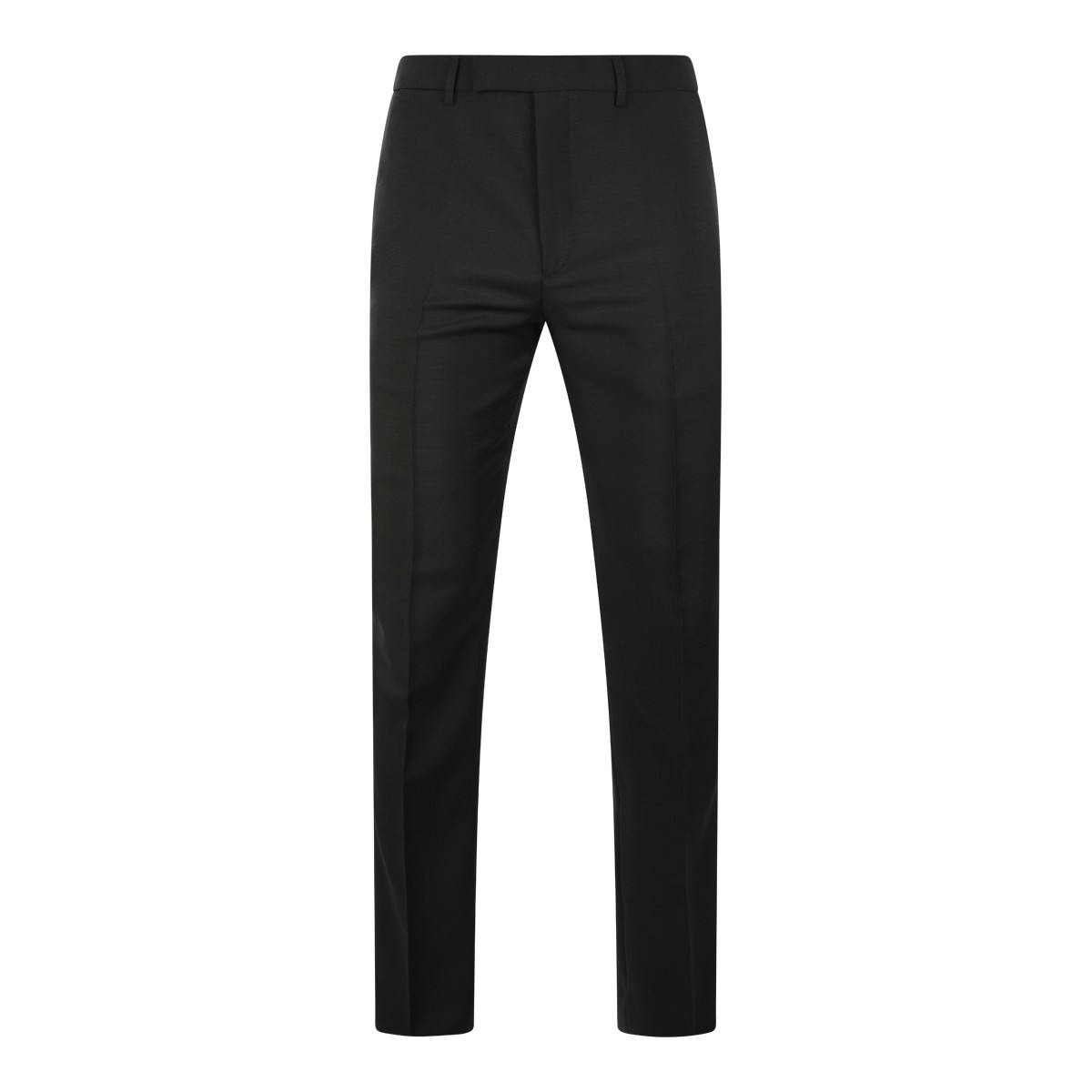 BLACK MOHAIR AND WOOL BLEND PANTS 