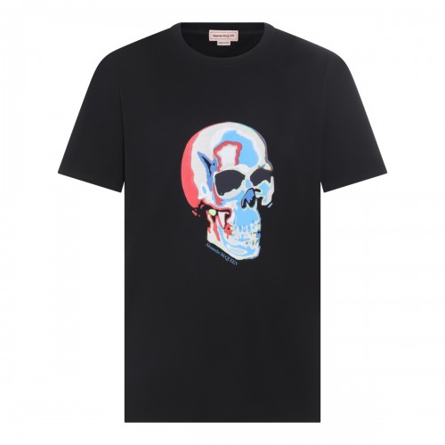 BLACK MULTICOLOUR COTTON T-SHIRT