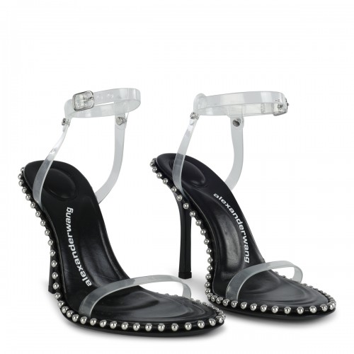 BLACK LEATHER AND PVC NOVA SANDALS