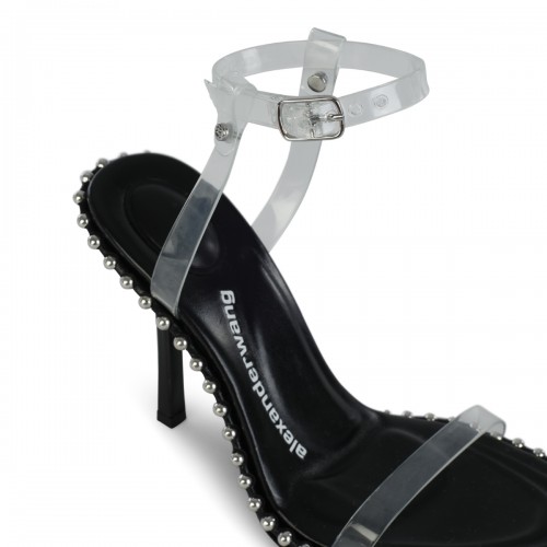 BLACK LEATHER AND PVC NOVA SANDALS